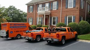 Water Damage Fleet At A Residential Job Site